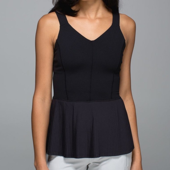 lululemon athletica Tops - Women’s Black Lululemon City Tank Peplum Pleated V-Neck